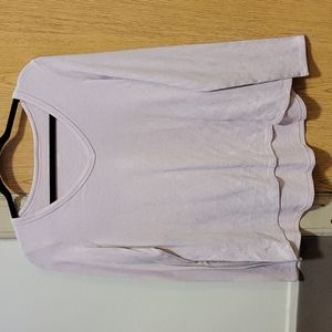 American Eagle Soft Pink Long Sleeve V Neck | Medium